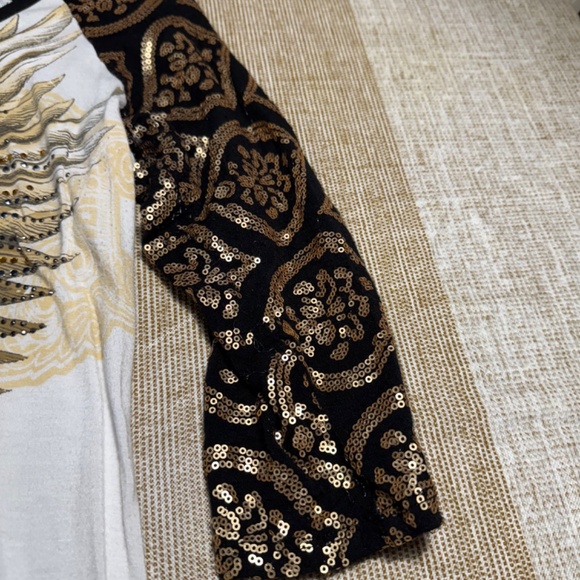 Harley-Davidson White top w/ beads and sequins Size L - Picture 3 of 6